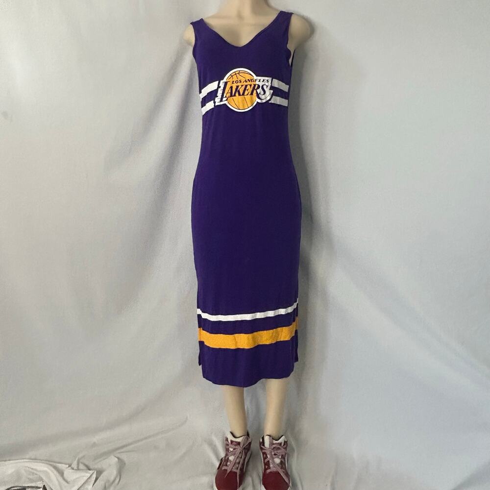 Los Angeles Lakers Dress Women M Purple NBA Bodycon Midi Sleeveless